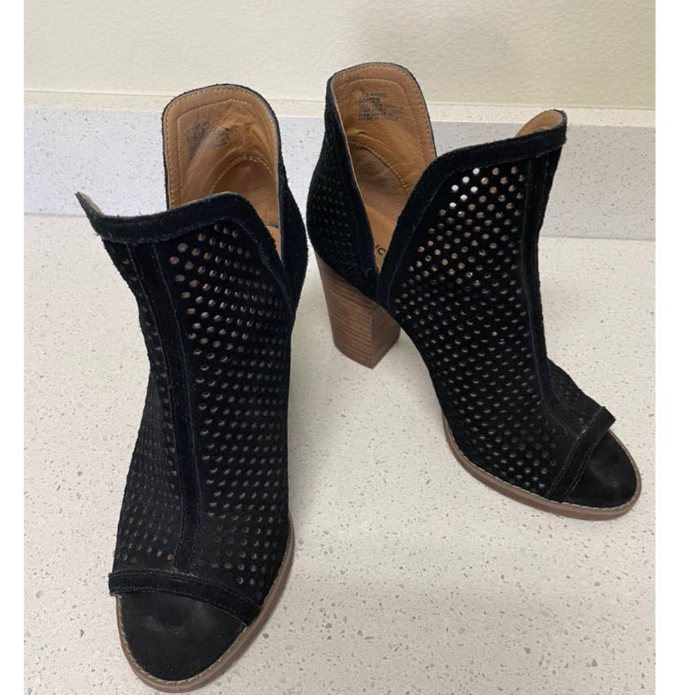 Lucky Brand Peep Toe Perforated Black Boot - Size 9